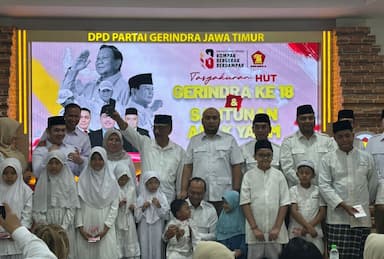 Rayakan HUT ke-18, Gerindra Jatim Dorong Kader Atasi Persoalan Masyarakat