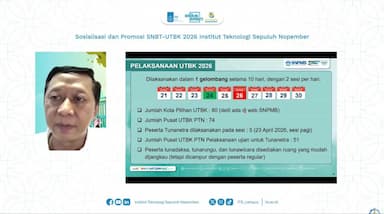 ITS Sosialisasi SNBT-UTBK 2026, Dibuka Mulai 25 Maret-7 April
