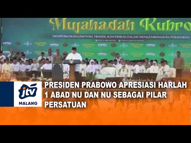 Presiden Prabowo Apresiasi Harlah NU 1 Abad Sebagai Pilar Persatuan