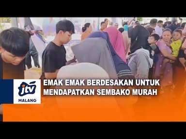 Emak-emak Berdesakan Untuk Mendapatkan Sembako Murah
