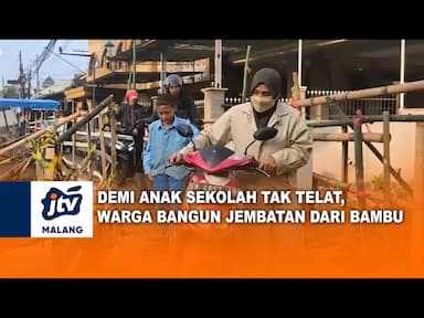 Demi Anak Sekolah Tidak Telat Warga Swadaya Bikin Jembatan Bambu